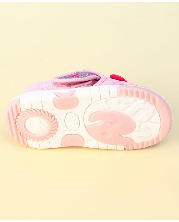 Cute Walk by Babyhug Velcro Closure Sandal With Glitter & Butterfly Applique - Pink