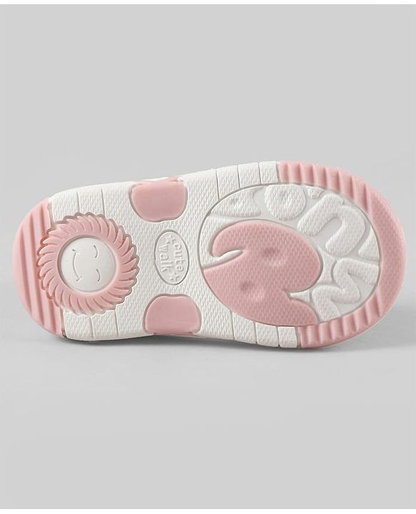 Cute Walk by Babyhug Velcro Closure Printed Sandal With Butterfly Applique - Pink