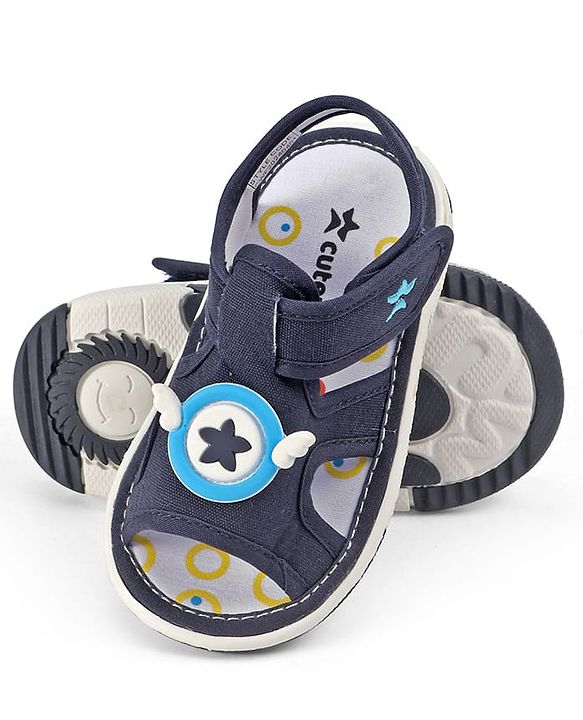 Cute Walk by Babyhug Velcro Closure Sandals with Applique - Navy Blue