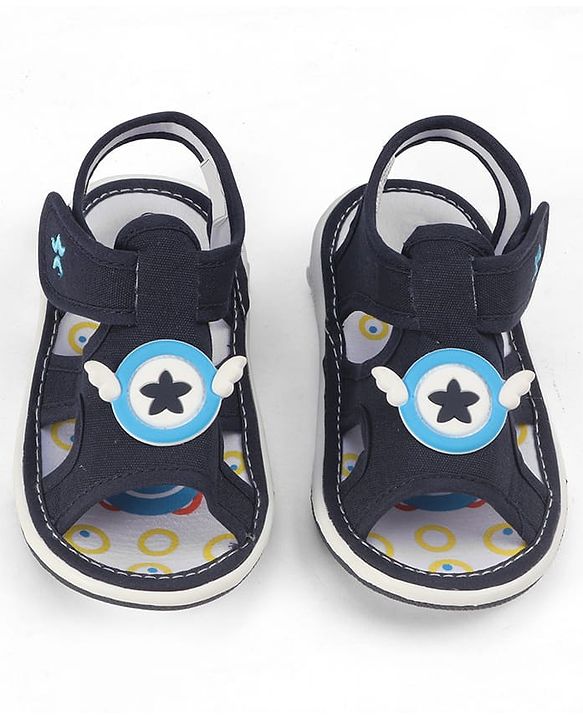 Cute Walk by Babyhug Velcro Closure Sandals with Applique - Navy Blue