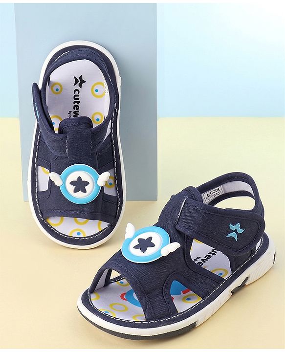 Cute Walk by Babyhug Velcro Closure Sandals with Applique - Navy Blue