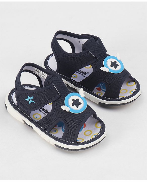 Cute Walk by Babyhug Velcro Closure Sandals with Applique - Navy Blue
