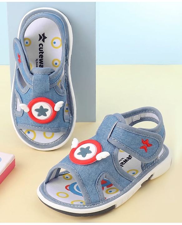 Cute Walk by Babyhug Velcro Closure Sandals with Applique - Navy Blue