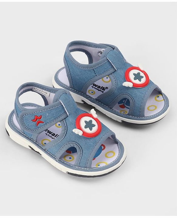 Cute Walk by Babyhug Velcro Closure Sandals with Applique - Navy Blue