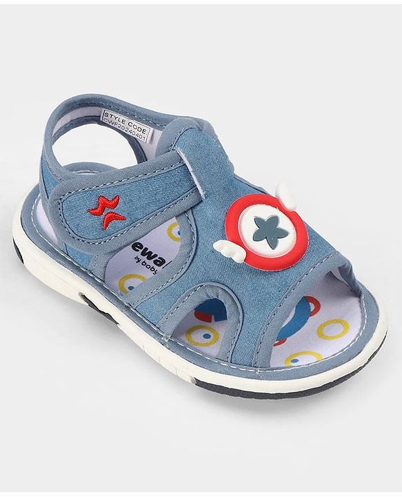 Cute Walk by Babyhug Velcro Closure Sandals with Applique - Navy Blue