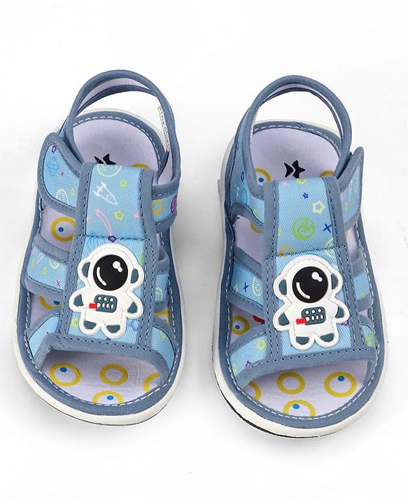Cute Walk by Babyhug Velcro Closure Sandals with Astronaut Applique - Navy Blue
