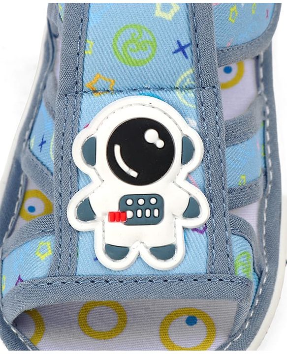 Cute Walk by Babyhug Velcro Closure Sandals with Astronaut Applique - Navy Blue