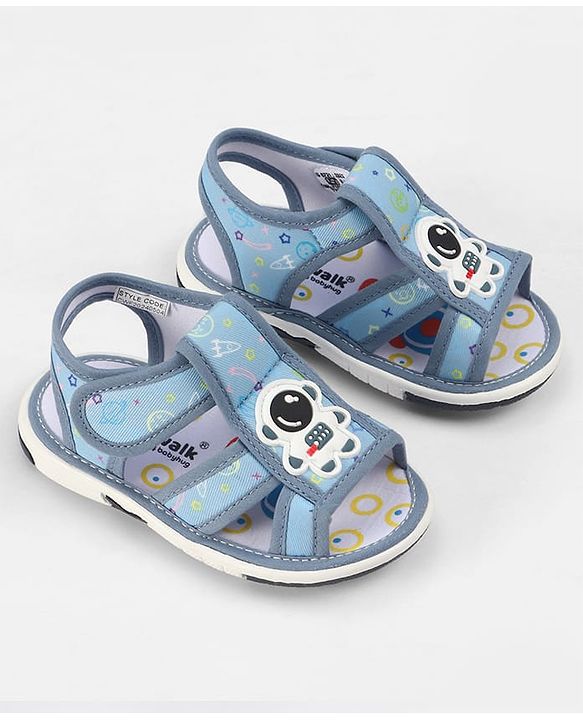 Cute Walk by Babyhug Velcro Closure Sandals with Astronaut Applique - Navy Blue