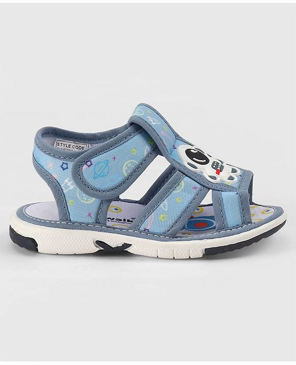 Cute Walk by Babyhug Velcro Closure Sandals with Astronaut Applique - Navy Blue