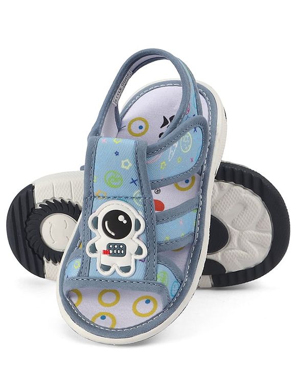 Cute Walk by Babyhug Velcro Closure Sandals with Astronaut Applique - Navy Blue
