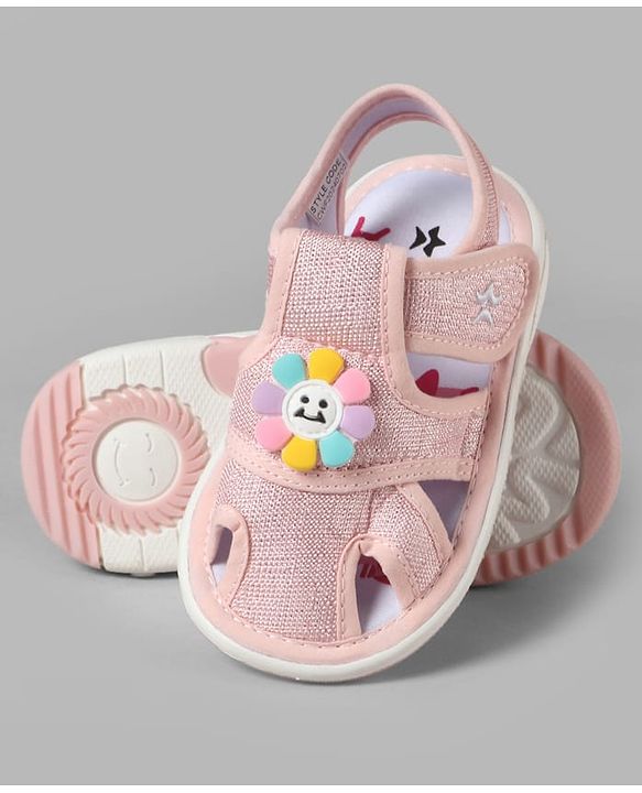 Cute Walk by Babyhug Velcro Closure Sandals With Floral Applique - Pink
