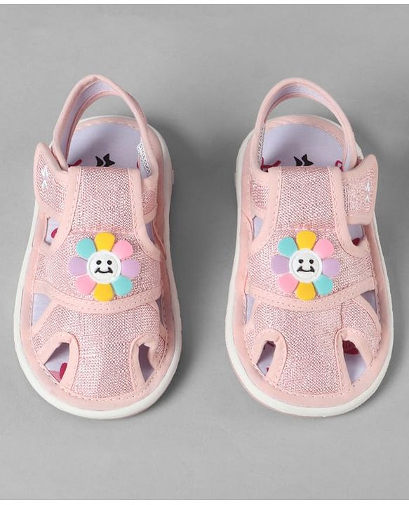 Cute Walk by Babyhug Velcro Closure Sandals With Floral Applique - Pink