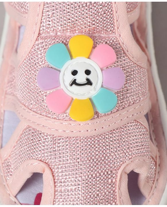 Cute Walk by Babyhug Velcro Closure Sandals With Floral Applique - Pink