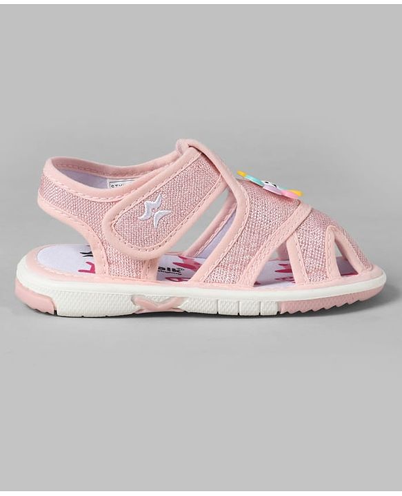 Cute Walk by Babyhug Velcro Closure Sandals With Floral Applique - Pink