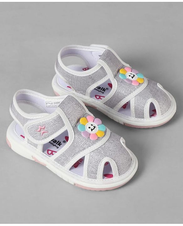 Cute Walk by Babyhug Velcro Closure Sandals With Floral Applique - Pink