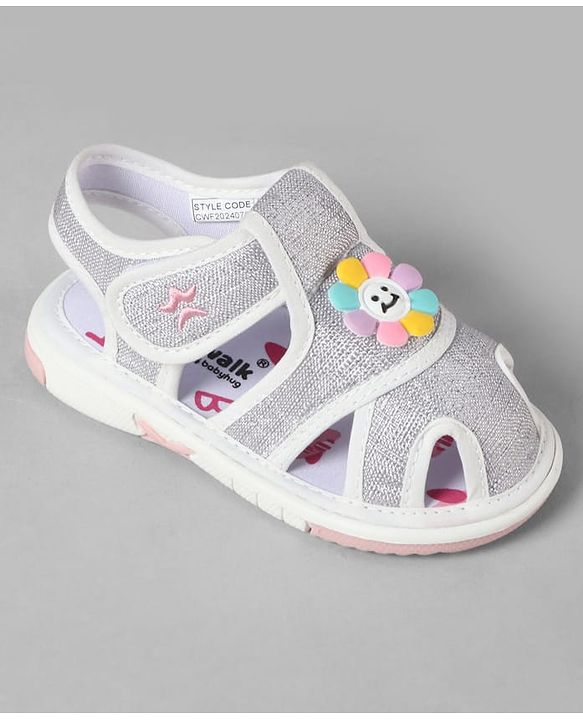 Cute Walk by Babyhug Velcro Closure Sandals With Floral Applique - Pink