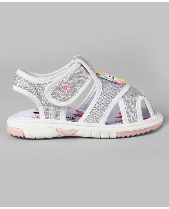 Cute Walk by Babyhug Velcro Closure Sandals With Floral Applique - Pink