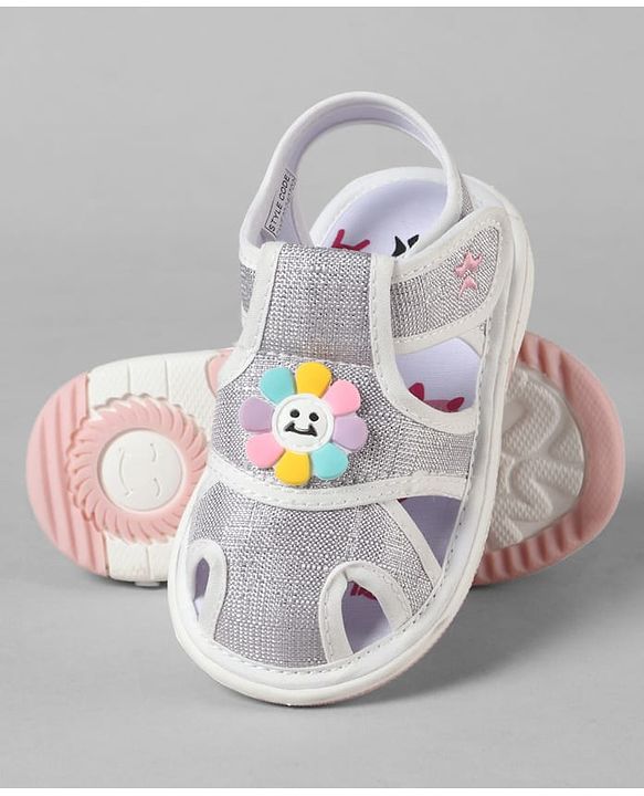 Cute Walk by Babyhug Velcro Closure Sandals With Floral Applique - Pink