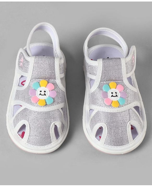 Cute Walk by Babyhug Velcro Closure Sandals With Floral Applique - Pink