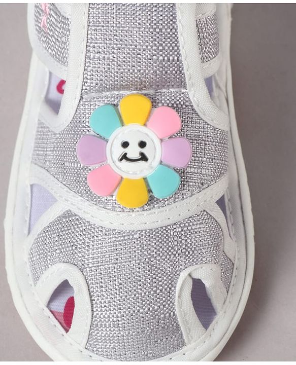Cute Walk by Babyhug Velcro Closure Sandals With Floral Applique - Pink