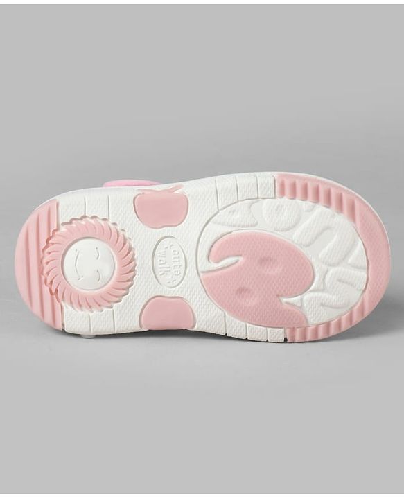 Cute Walk by Babyhug Velcro Closure Sandals With Floral Embroidery - Pink