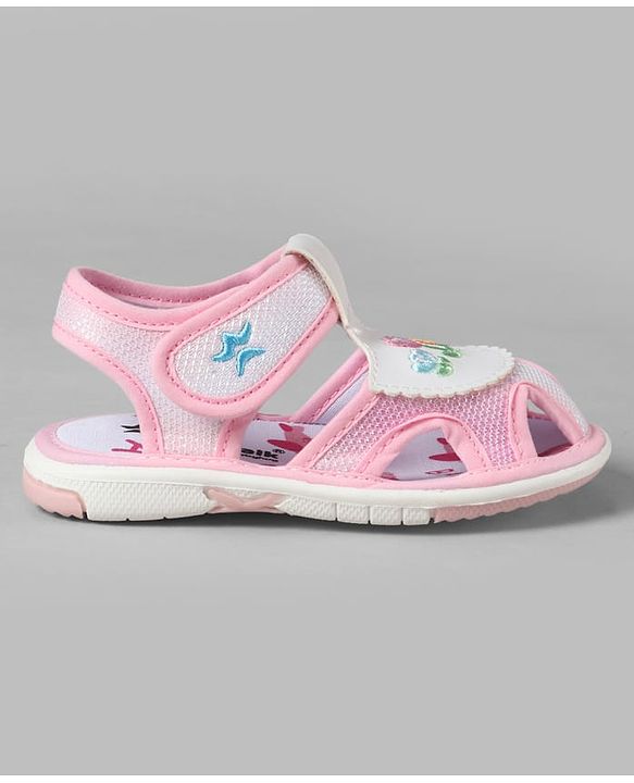 Cute Walk by Babyhug Velcro Closure Sandals With Floral Embroidery - Pink