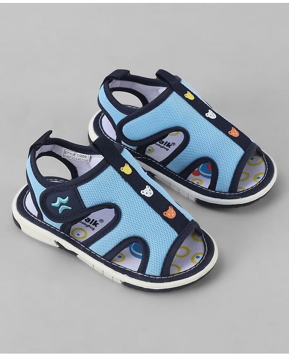 Cute Walk by Babyhug Mesh Velcro Closure Sandal With Bear Print - Blue