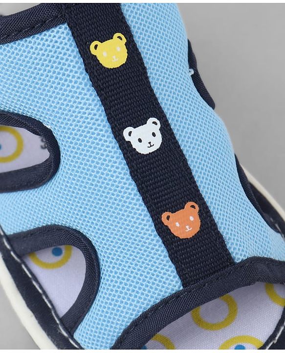 Cute Walk by Babyhug Mesh Velcro Closure Sandal With Bear Print - Blue