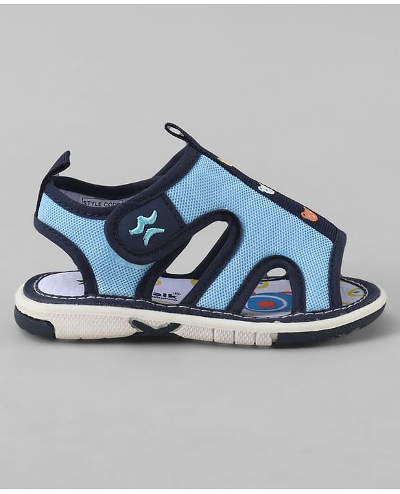 Cute Walk by Babyhug Mesh Velcro Closure Sandal With Bear Print - Blue