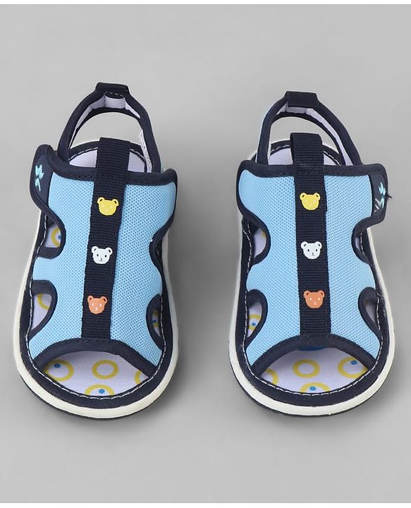 Cute Walk by Babyhug Mesh Velcro Closure Sandal With Bear Print - Blue