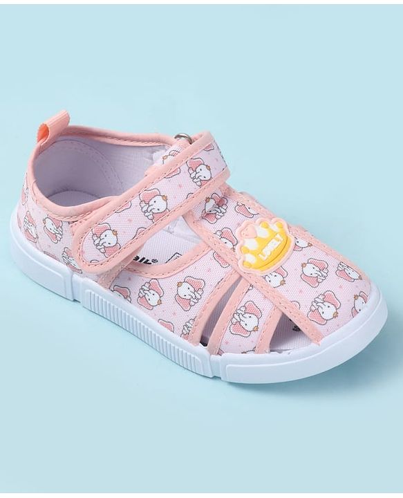 Cute Walk by Babyhug Velcro Closure Sandals with Elephant Print - Pink