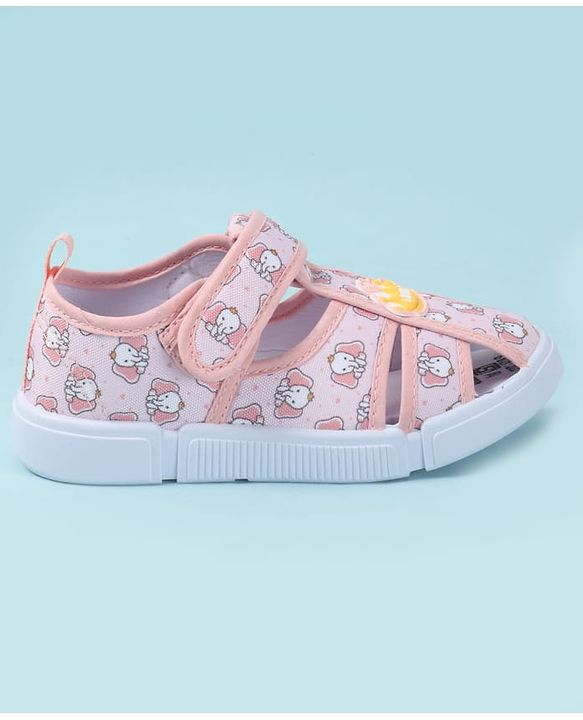 Cute Walk by Babyhug Velcro Closure Sandals with Elephant Print - Pink
