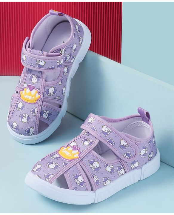 Cute Walk by Babyhug Velcro Closure Sandals with Elephant Print - Pink
