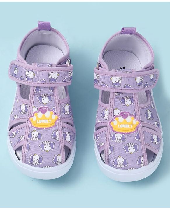 Cute Walk by Babyhug Velcro Closure Sandals with Elephant Print - Pink