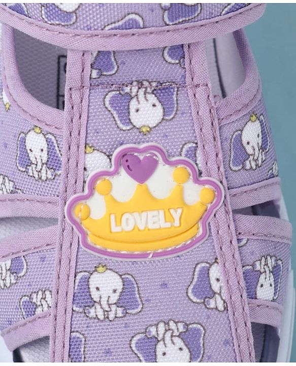 Cute Walk by Babyhug Velcro Closure Sandals with Elephant Print - Pink