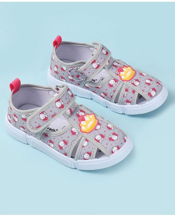 Cute Walk by Babyhug Velcro Closure Sandals with Elephant Print - Pink