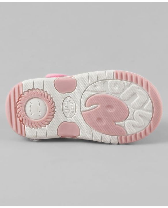 Cute Walk by Babyhug Velcro Closure Floral Printed Sandal With Bow Applique - Pink