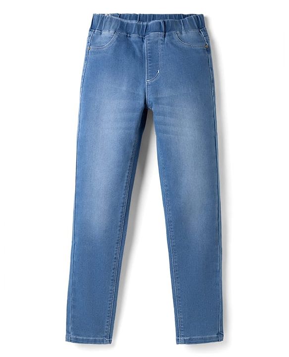 Pine Kids Denim Woven Ankle Length Washed Jeggings - Blue