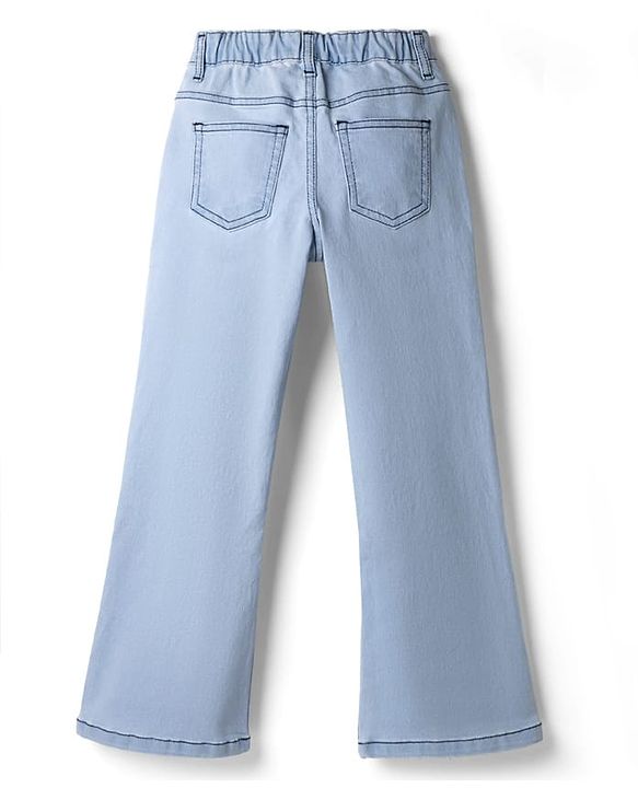 Pine Kids Denim Woven Full Length Butterfly Embroidered Washed Jeans - Blue