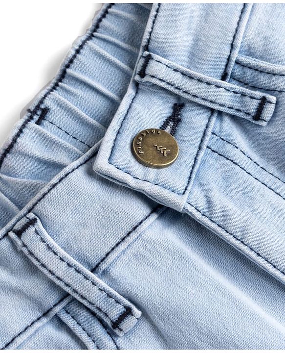 Pine Kids Denim Woven Full Length Butterfly Embroidered Washed Jeans - Blue