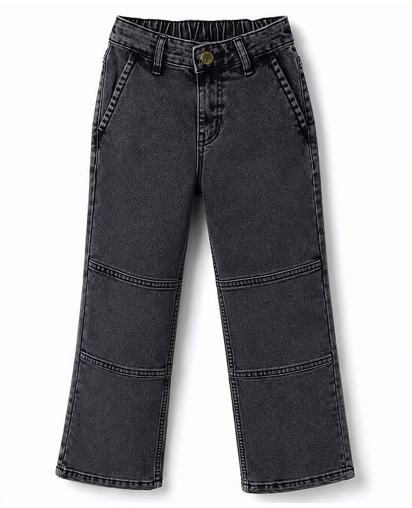 Pine Kids Denim Woven Full Length Washed Cut N Sew Jeans - Grey