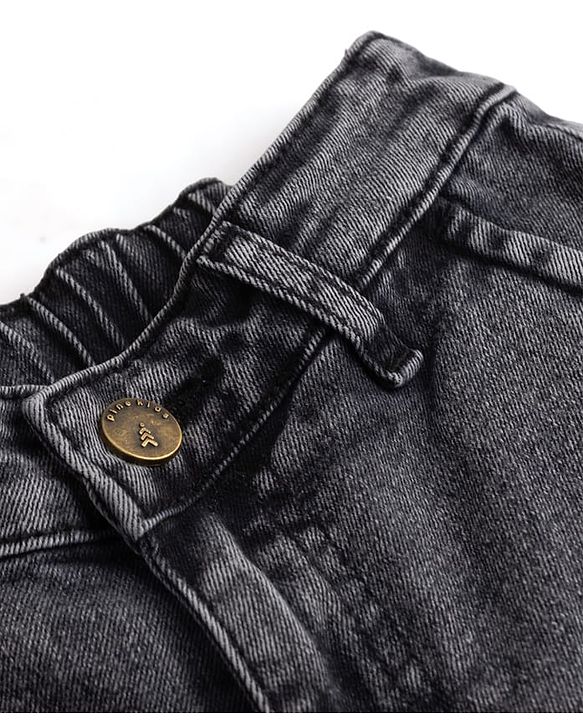 Pine Kids Denim Woven Full Length Washed Cut N Sew Jeans - Grey