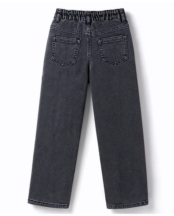 Pine Kids Denim Woven Full Length Washed Cut N Sew Jeans - Grey