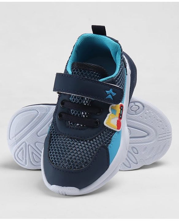 Cute Walk by Babyhug Velcro Closure Sneakers With JCB Applique - Navy Blue