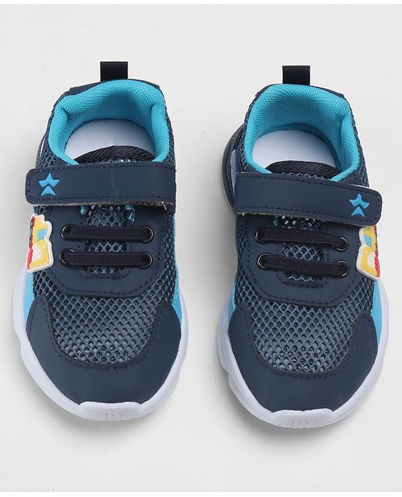 Cute Walk by Babyhug Velcro Closure Sneakers With JCB Applique - Navy Blue