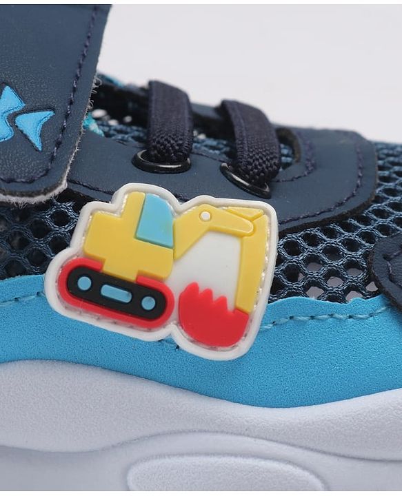 Cute Walk by Babyhug Velcro Closure Sneakers With JCB Applique - Navy Blue