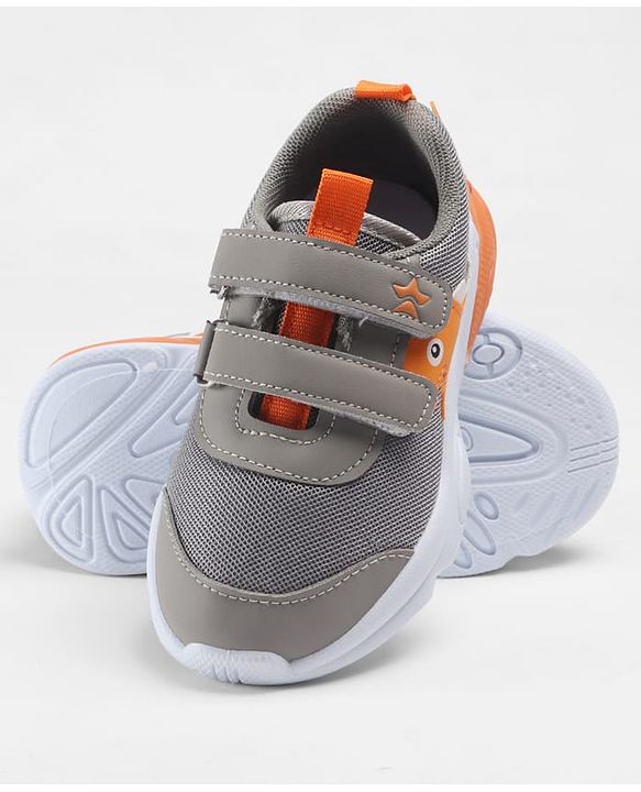 Cute Walk by Babyhug Velcro Closure Sneakers With Animal Patch - Grey
