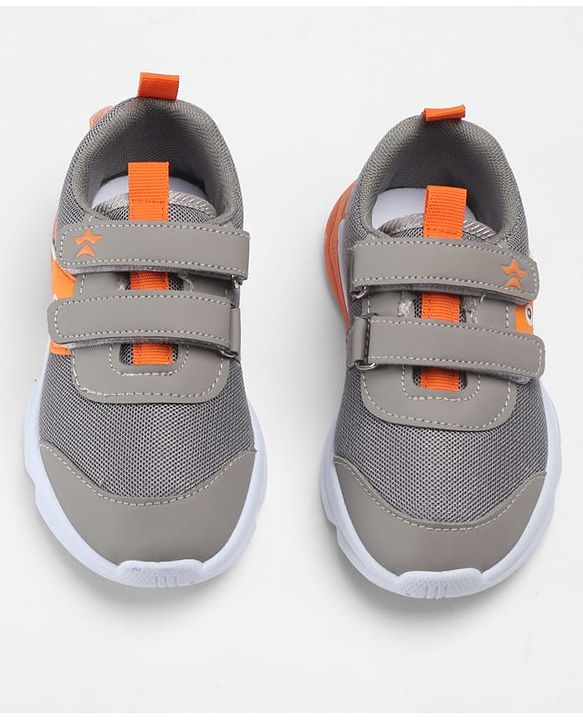 Cute Walk by Babyhug Velcro Closure Sneakers With Animal Patch - Grey