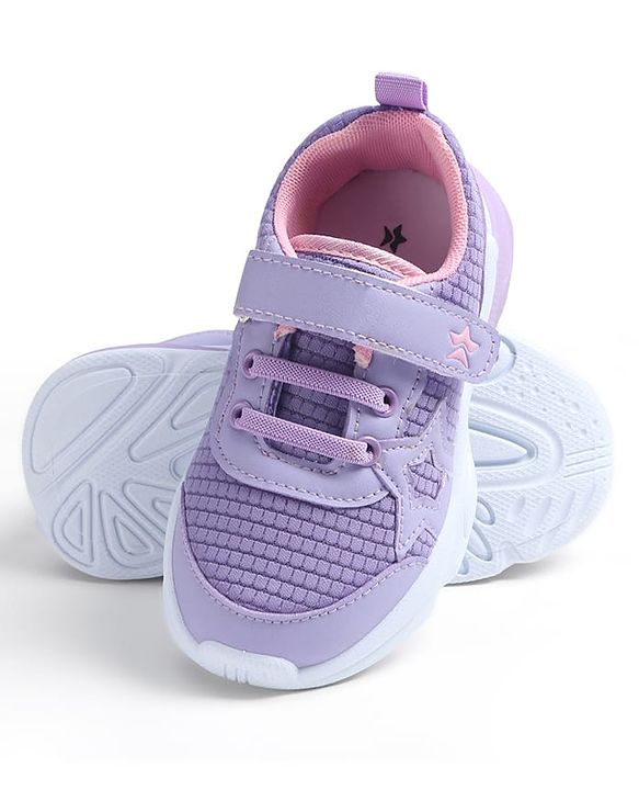 Cute Walk by Babyhug Velcro Closure Solid Sneaker Shoes - Purple