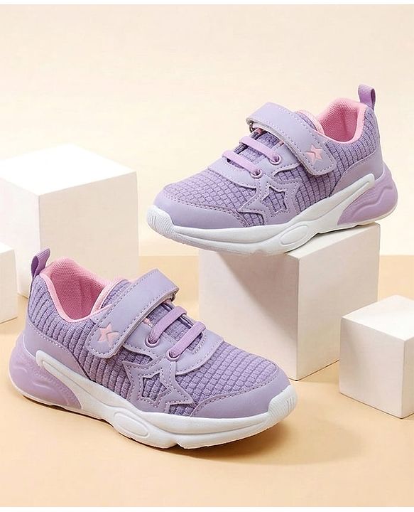 Cute Walk by Babyhug Velcro Closure Solid Sneaker Shoes - Purple